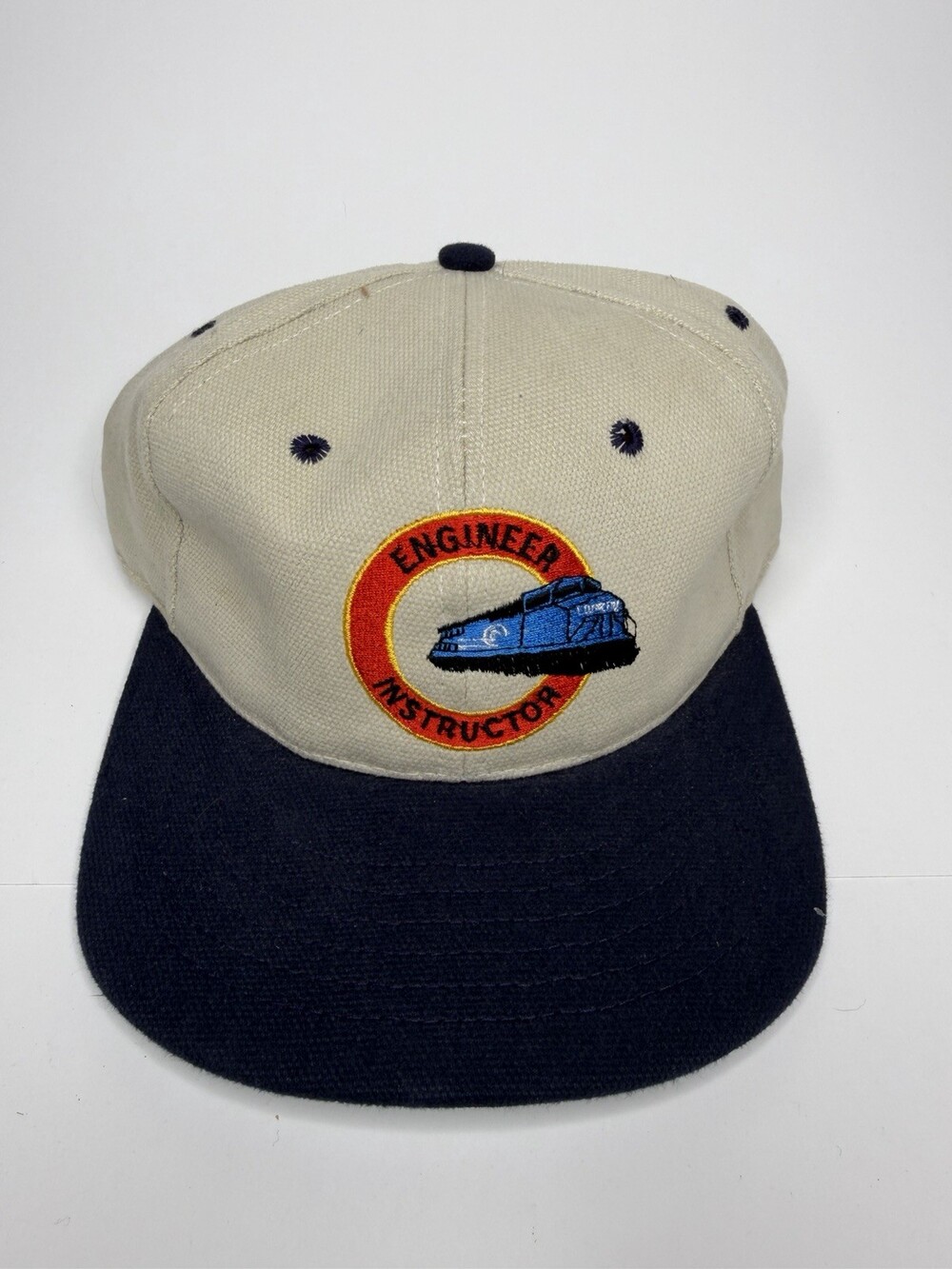 Conrail Hat Engineer Instructor Tan and Black.  Embroidered Adjustable SnapBack